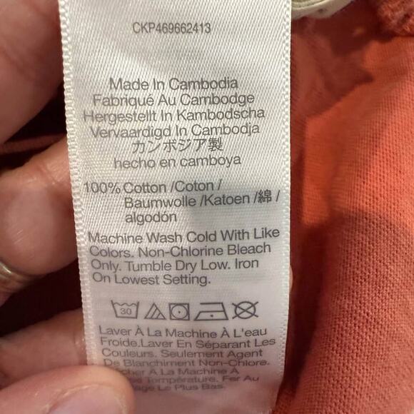 Madewell Relaxed Polo Tee Cap Sleeve Women's Medium Orange Cotton Muscle Style - Picture 4 of 5